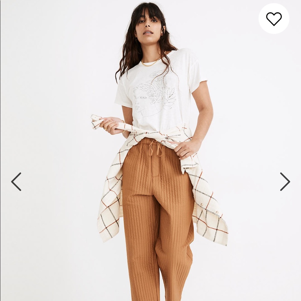 Madewell Quilted Straight Leg Pants S Small Warm Hickory new with tags NWT